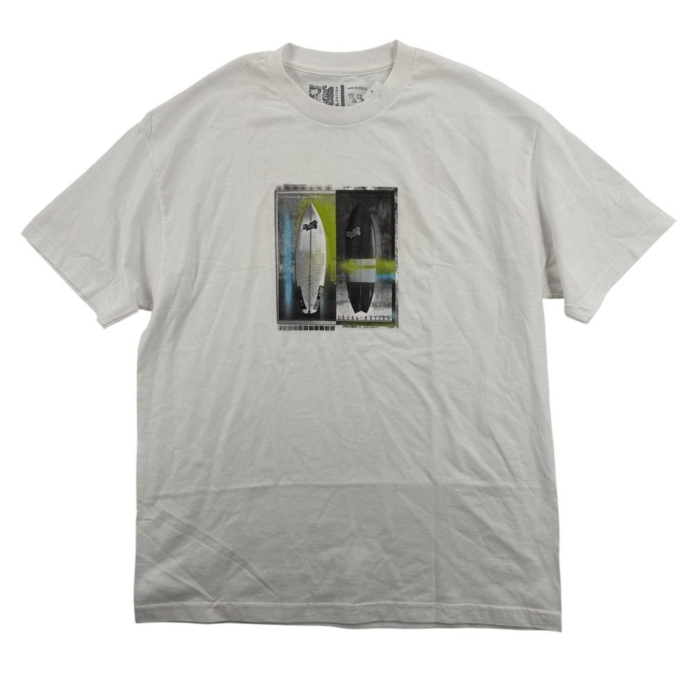 Local Motion Shirt‎ Mens XL White Surfboard Graphic 100% Cotton Tee Hawaiian NWT